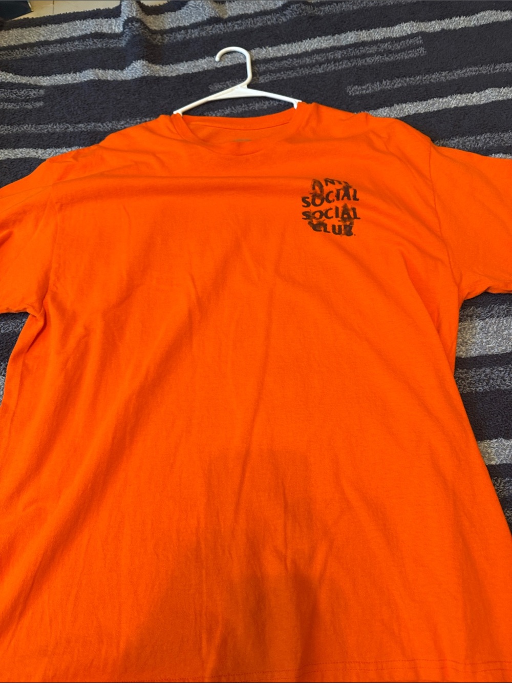 Anti Social Social Club Bright Orange Short Sleeve Tee with Black Logo